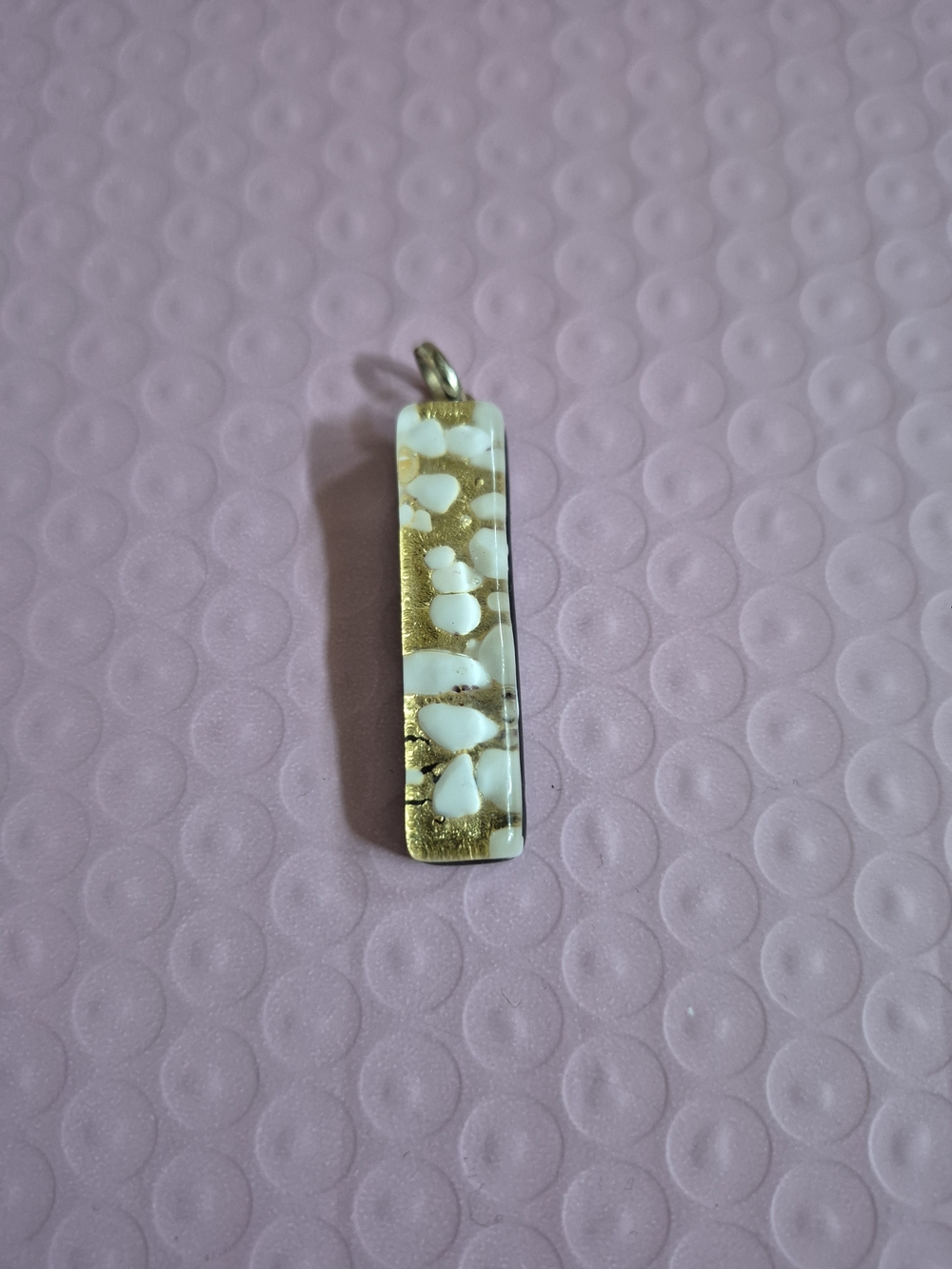 Murano Italy Gold Foil Art Glass Rectangle Pendant Handmade Modern Charm